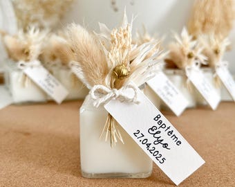 Bougie fleurie et parfumée / Bougie personnalisable / Cadeaux invités / Fleurs séchées