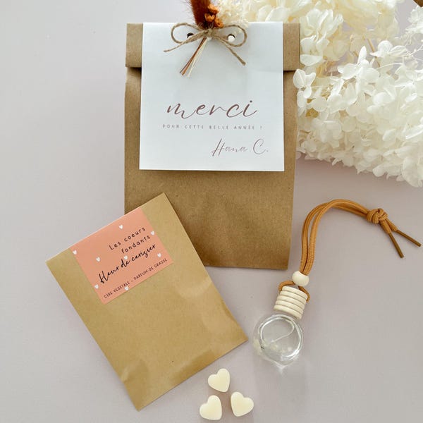 End-of-year teacher gift | Scented car diffuser & wax melts | Gift for teaching assistant, nanny, or teacher | Personalized thank you gift set
