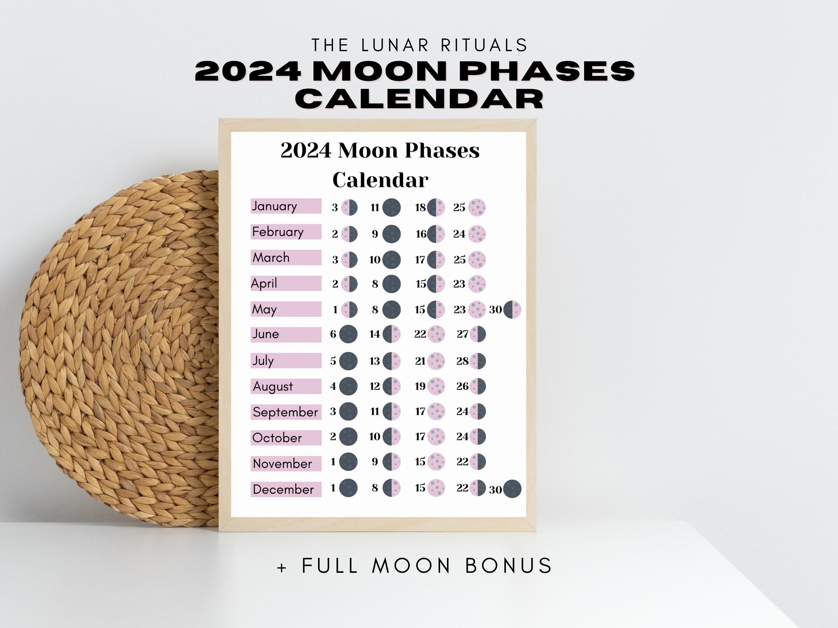 2025 Moon Phase Calendar Printable Etsy