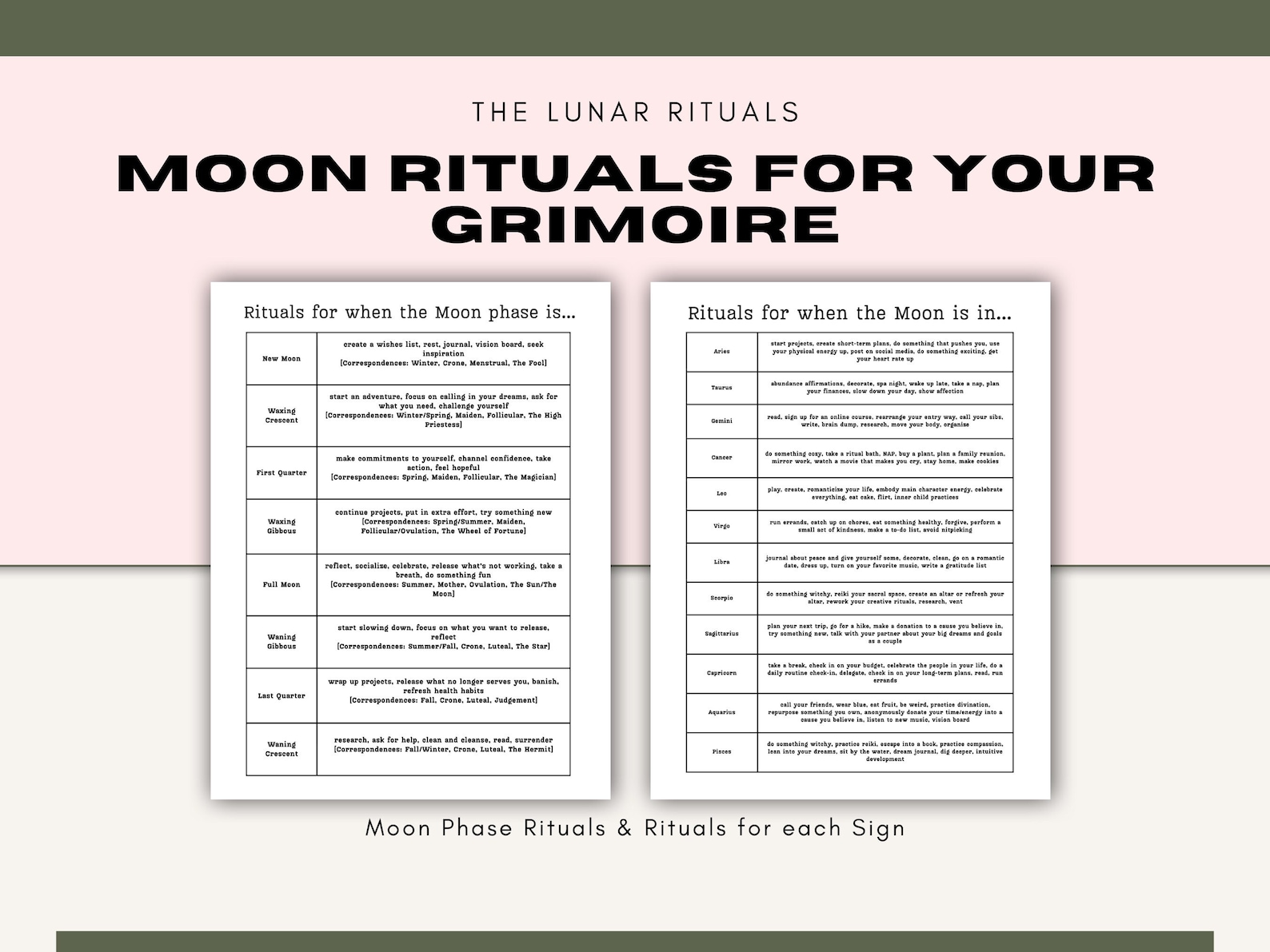 Moon Rituals Grimoire Printable | Moon Magic | Astrology Rituals | How ...