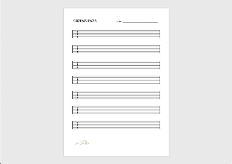 Guitar Tab Printable A4 Digital Download Etsy Australia