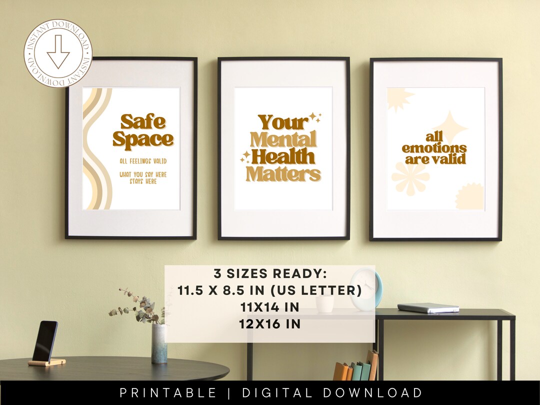 Bundle Set of 7 Mental Health Wall Art Poster Decor | Counselor Office ...