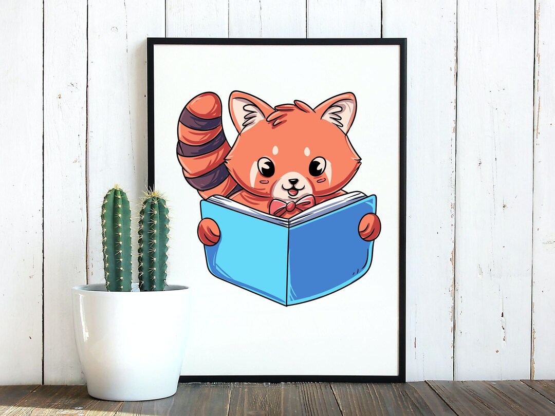 Red Panda Clipart Reading SVG Book PNG - Etsy