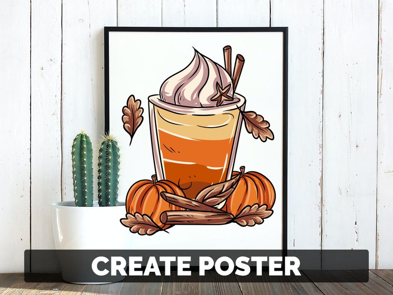 SVG Pumpkin Spice Latte Fall Coffee Hot Drink Clipart PNG - Etsy
