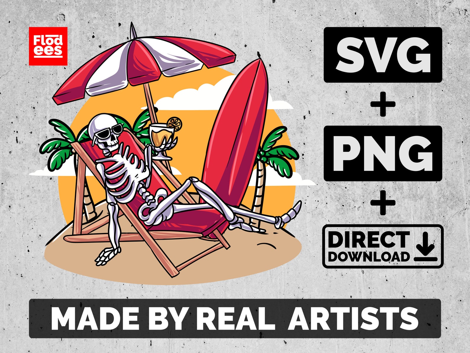 Surfing Skeleton SVG File / Lazy Surfer Skeleton PNG / Beach Chair ...