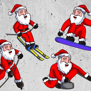 Père Noël SVG Ski Hockey sur glace Curling Snowboard Cliparts