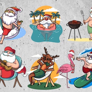 Vacation Santa SVG Clipart / Christmas on the Beach PNG