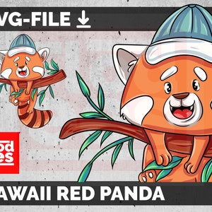 Kawaii Red Panda Cartoon / Animal SVG File / Téléchargement instantané / Conception graphique / Téléchargement d’impression numérique / Fichiers PNG pour sublimation pour les enfants