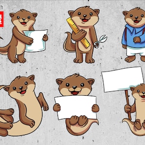 Cute Otter SVG PNG / Otter Clipart Bundle