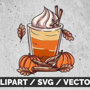 SVG Pumpkin Spice Latte Fall Coffee Hot Drink Clipart PNG - Etsy