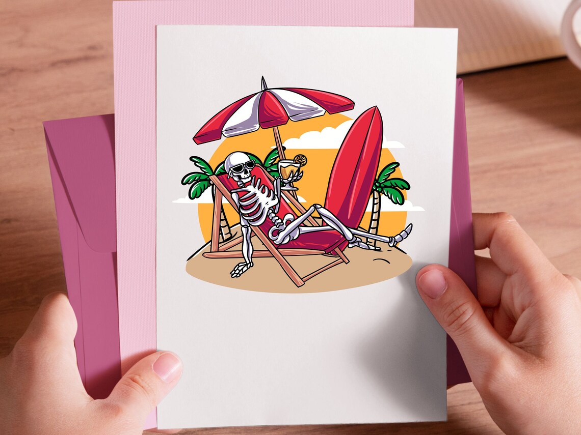 Surfing Skeleton SVG File / Lazy Surfer Skeleton PNG / Beach Chair ...
