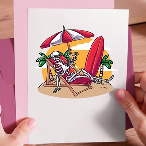 Surfing Skeleton SVG File / Lazy Surfer Skeleton PNG / Beach Chair ...