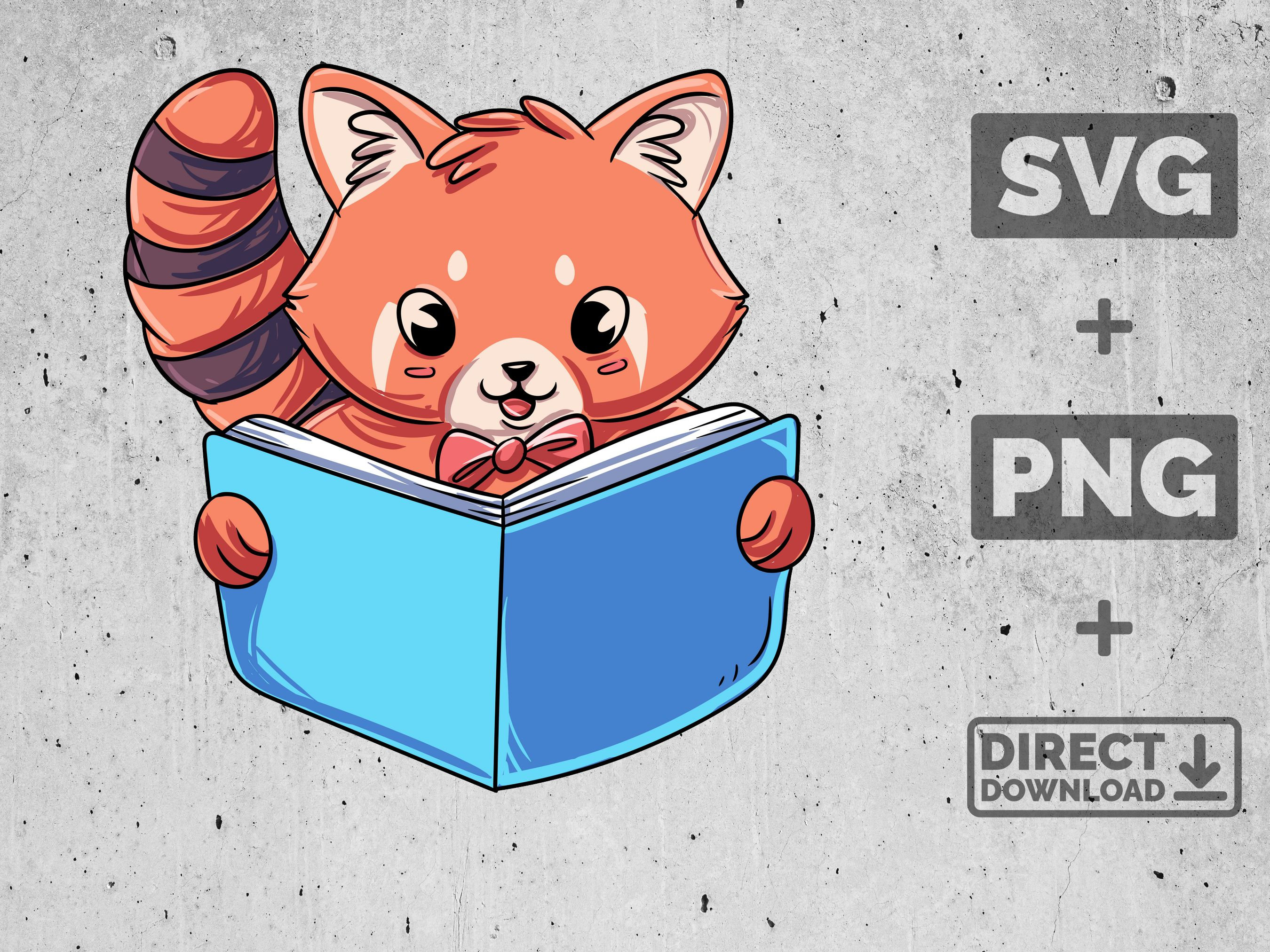 Red Panda Clipart Reading SVG Book PNG - Etsy Canada