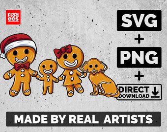 Gingerbread Family Vector Custom Gingerbread Family Portrait Builder Clipart / Outline & Color ...