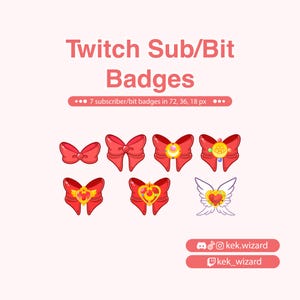 Cute Bow Subscriber Badges for Twitch | Twitch Bit Subscriber Badges | Anime