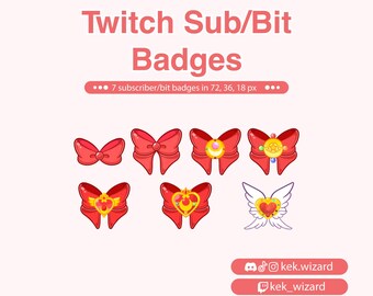 Cute Bow Subscriber Badges for Twitch | Twitch Bit Subscriber Badges | Anime