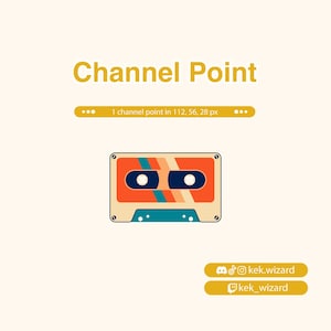 Cassette de musique rétro Channel Point Twitch | Pointe du chenal | Icône de point de chaîne Twitch