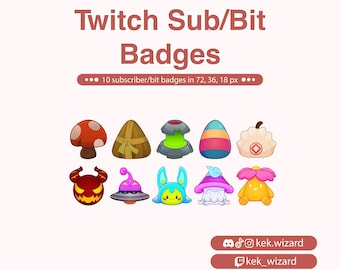 Mushrooms Subscriber Badges for Twitch | Twitch Subscriber Bit Badges | Stream Design