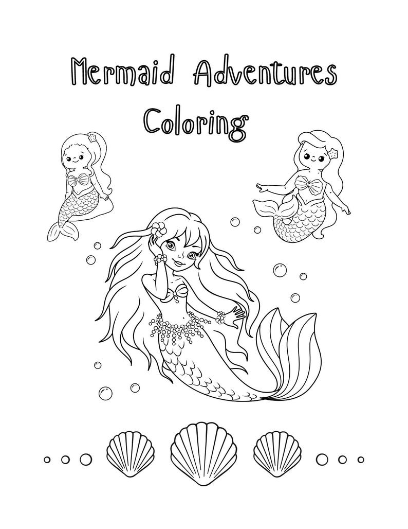 Mermaid Adventures Coloring Pages - Etsy