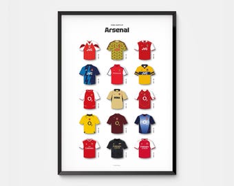 Arsenal Poster, Iconic Shirts Digital Print, Retro Football Art, Instant Download, Arsenal London Wall Art, Soccer Artwork, Football Gift