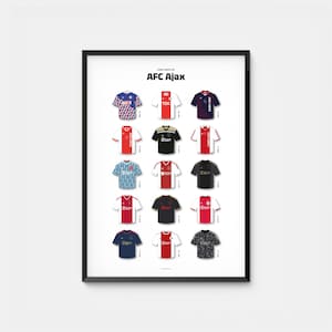 Póster del Ajax, impresión digital, arte futbolístico retro, descarga instantánea, arte mural del Ajax Ámsterdam, ilustraciones de camisetas icónicas de fútbol, regalo de fútbol