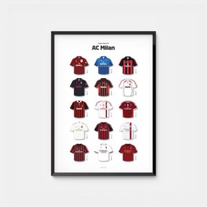 Poster AC Milan, stampa digitale, arte calcistica retrò, download immediato, arte murale AC Milan, opere d'arte iconiche di maglie da calcio, regalo di calcio