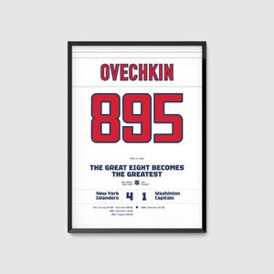 Poster 895 buts records d'Alexander Ovechkin en JPG – oeuvre d'art murale histoire du hockey, téléchargement décoration d'Alex Ovi, oeuvre des huit grands
