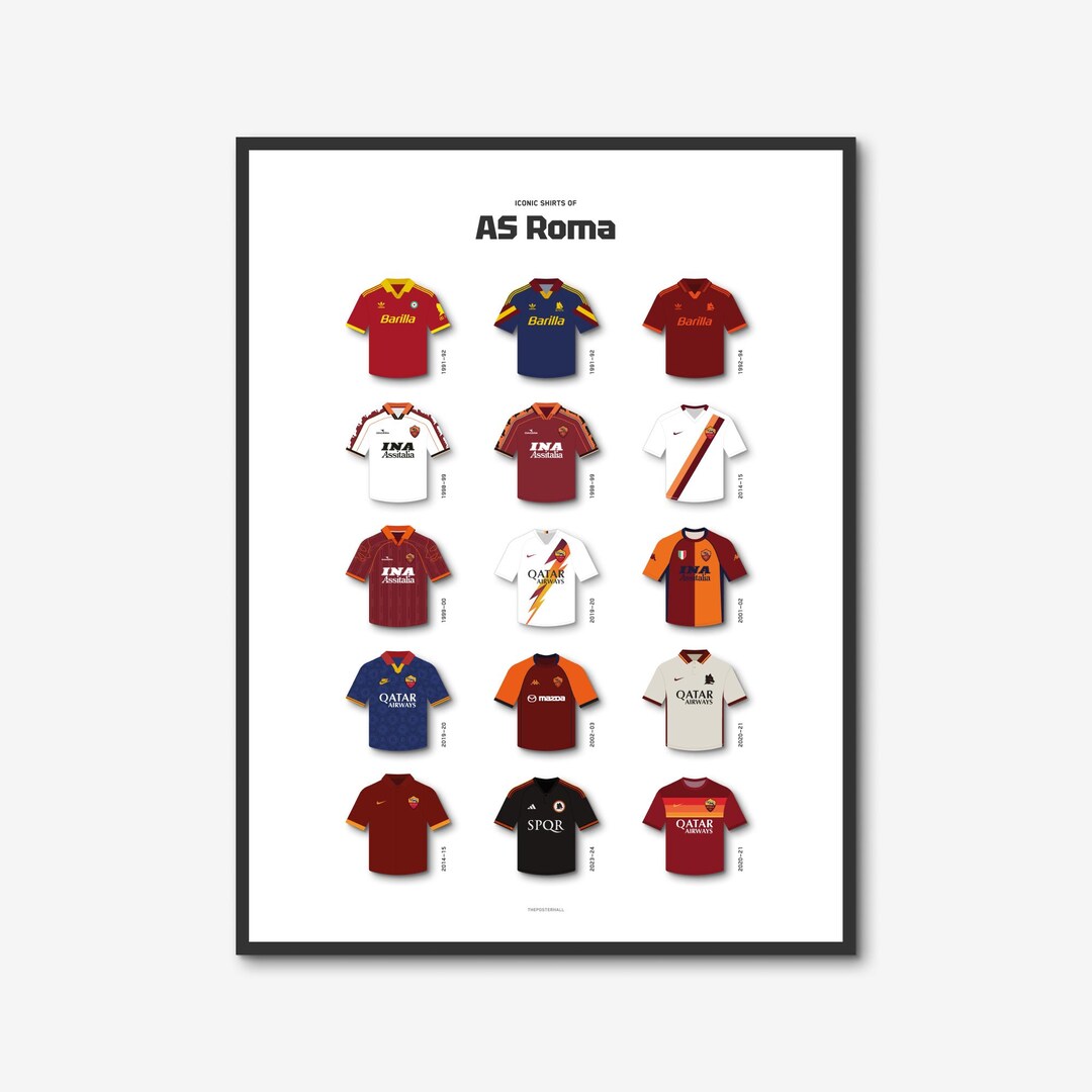 AS Roma Iconic Shirts Collection Poster Instant Download Wall Art ...