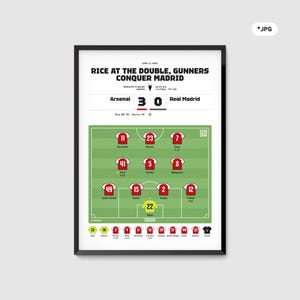 Arsenal - Real Madrid 3:0, 2025 Champions League Quarterfinal Match Poster, Gunners Fan Gift Memorabilia, Declan Rice Digital Print