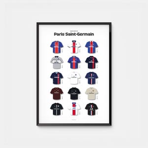 Poster PSG, stampa digitale, arte calcistica retrò, download immediato, arte murale Paris Saint-Germain, opere d'arte iconiche di maglie da calcio, regalo di calcio