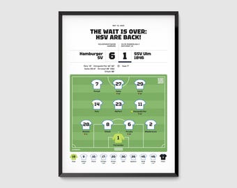Hamburger SV - Ulm 6:1, 2025 Bundesliga Promotion Match Poster, HSV Fan Gift, Die Rothosen Memorabilia, Digital Print Download
