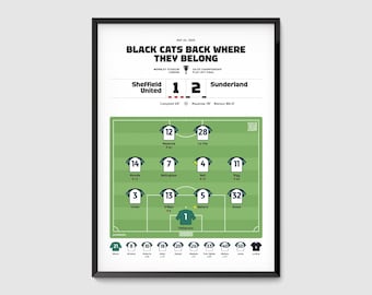 Sunderland vs Sheffield Championship Play-Off Final Match Poster Black Cats Fan Gift Memorabilia, Championship Playoff Winners Digital Print