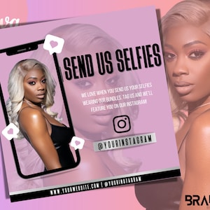 Send Us In Your Selfie Flyer | We Love Selfies Branding DIY Social Media Instagram Boutique Hair Lashes Nails Beauty Editable Canva Template