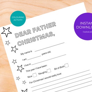 Dear Father Christmas Letter Printable Kids Coloring Santa List