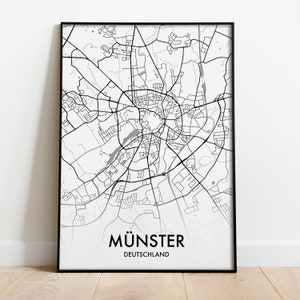 Münster Stadtkarte | Poster, Wanddekoration