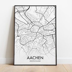 Aachen Stadtkarte | Poster, Wanddekoration