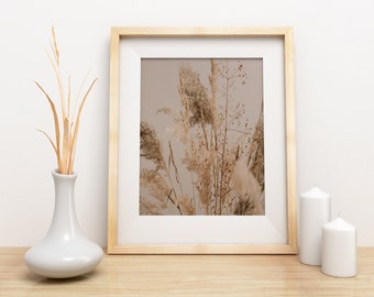 Digital wall art, farmhouse print, botanical décor, wall print, minimalist poster, pampass grass, neutral wall art, nature wall print