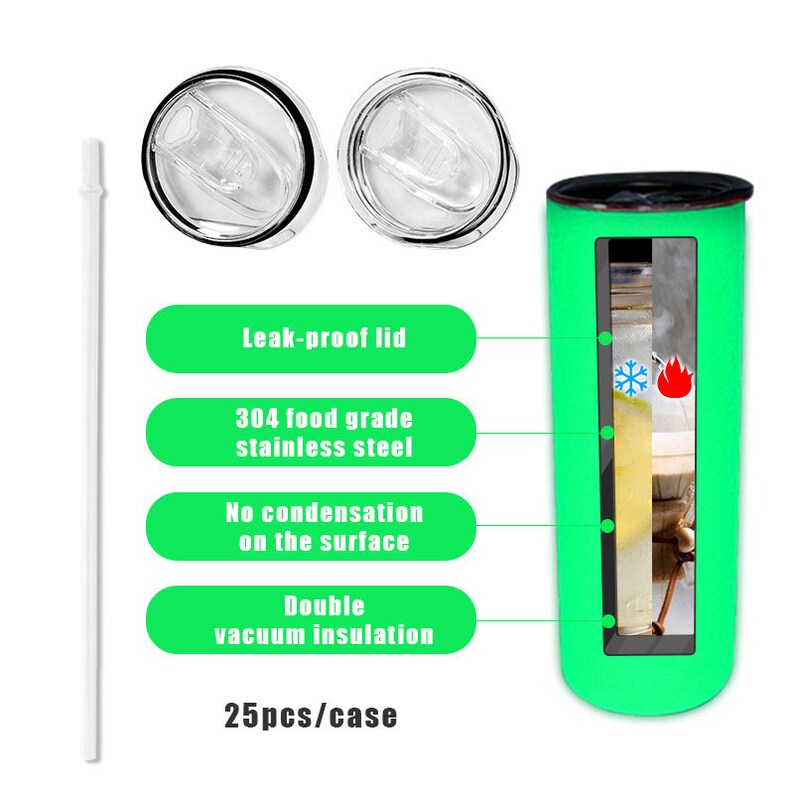 GREEN TUMBLER, Tumbler With Lid, Sublimation Tumblers, Straight Skinny Hot Cold Tumbler Stainless Steel Metal Tumbler, Tumbler Gift For Her image 3