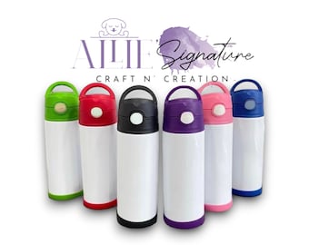 WATER BOTTLE For Kids, 12 Oz Water Bottle, Flip Top Water Bottle, INSULATED Stainless Steel Water Bottle, Sublimation Water Bottle For Kids