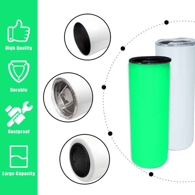 GREEN TUMBLER, Tumbler With Lid, Sublimation Tumblers, Straight Skinny Hot Cold Tumbler Stainless Steel Metal Tumbler, Tumbler Gift For Her image 2
