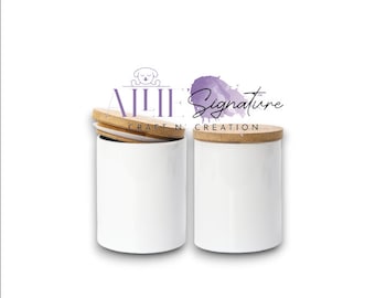 CERAMIC CANDLE JAR,Sublimation Candle Jars, White Bamboo Candle Jar With Lid, Luxury Candle, Ceramic Lidded Jar, Decorative Candle Jar