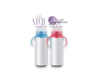 BABY BOTTLE TUMBLER, Custom Baby Bottle, Personalised Stainless Steel Baby Bottle, Baby Sublimation Milk Bottle With Lid And Nipples
