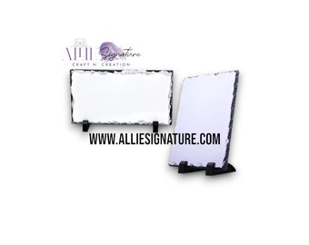 SUBLIMATION BLANK ROCK Slate For Heat Press Transfer Photo, Image, Picture Frame, Custom Rock Photo Plaque With Display Stand