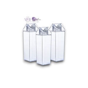 ACRYLIC MILK CARTON Water Bottle, Plastic Water Bottle, Leak Proof Water Bottle, Clear Bpa Free Blank Portable Milk 32 Oz Water Bottle