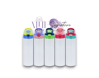 WHITE WATER BOTTLE, Water Bottle 20oz Kids, Flip Top Water Bottle, Sublimation Water Bottle For Kids, Insulated Stainless Steel Water Bottle