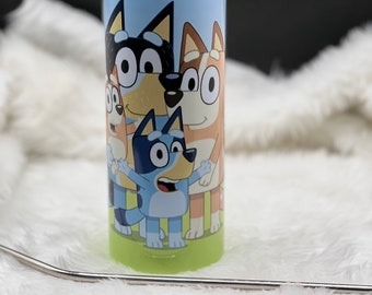 Personlised Bluey Wrap Around 20oz Tumbler. Hand Made. Present Gift. For Boy/Girl