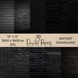 Schwarze Backstein Tapete, Moderne Tapete, Minimalistische Tapete, abstrakte Tapete, geometrisches Muster Hintergrund, Schwarzes Digitales Papier