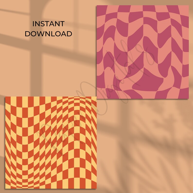 Pastel Checkers Digital Paper Retro Vintage Scrapbook Paper Etsy