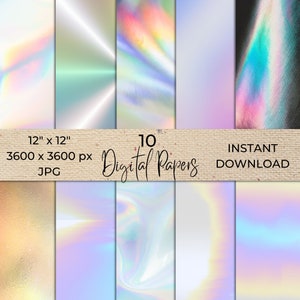Iriserende regenboogfolie Digitaal papier, holografisch patroon, naadloos, texturen, persoonlijk en commercieel gebruik