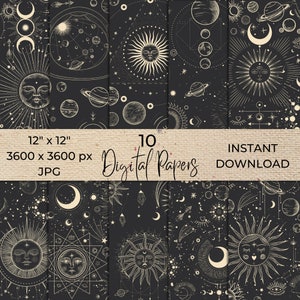 Astrology Zodiac Digital Paper, Galaxy Backdrop, Zodiac Background, Astronomy Wallpaper, Instant Download